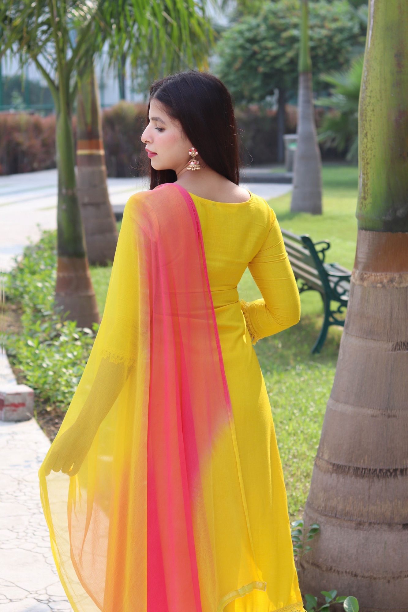 YELLOW EMBROIDERED KURTA SET