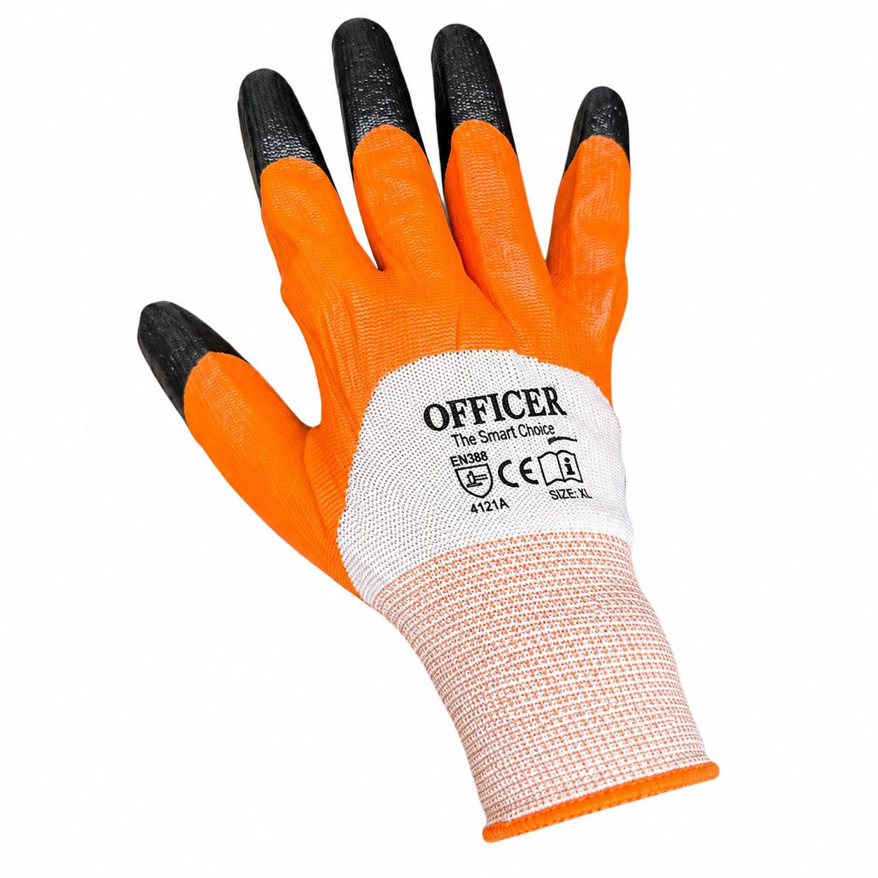 Black Finger Tiger Half Coated Gloves Officer