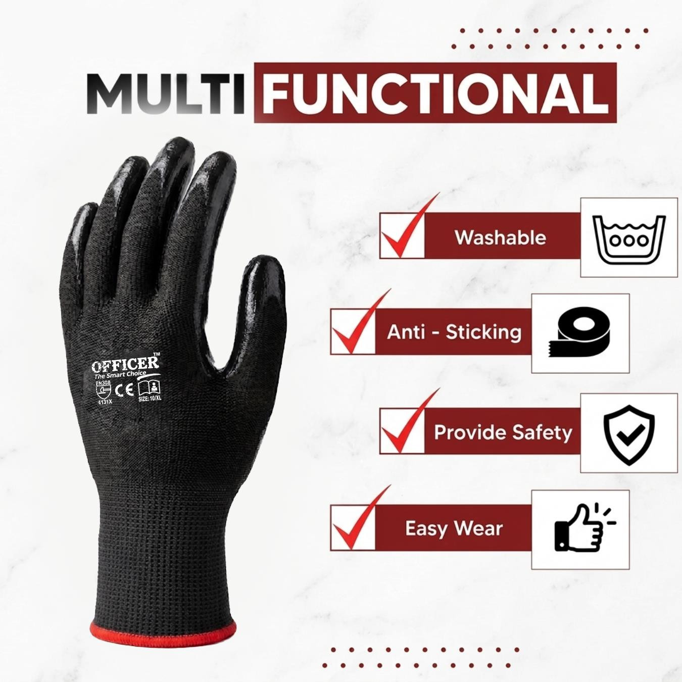 Black on Black Nitrile Coated Gloves