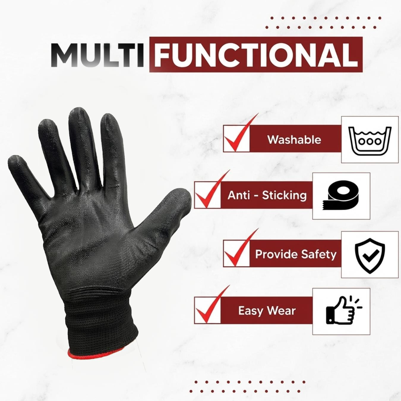 Black on Black PU Gloves