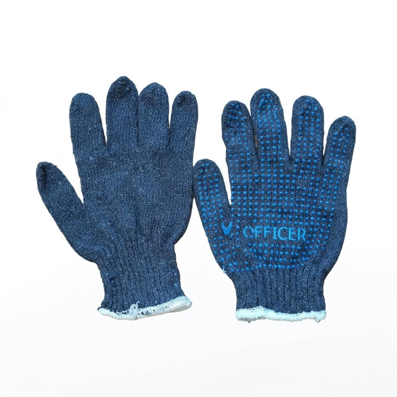 Cotton Dotted Blue Gloves Officer