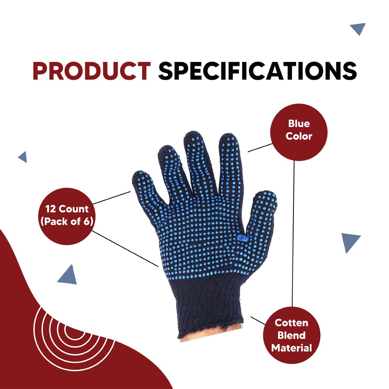 Cotton Dotted Blue Gloves Officer