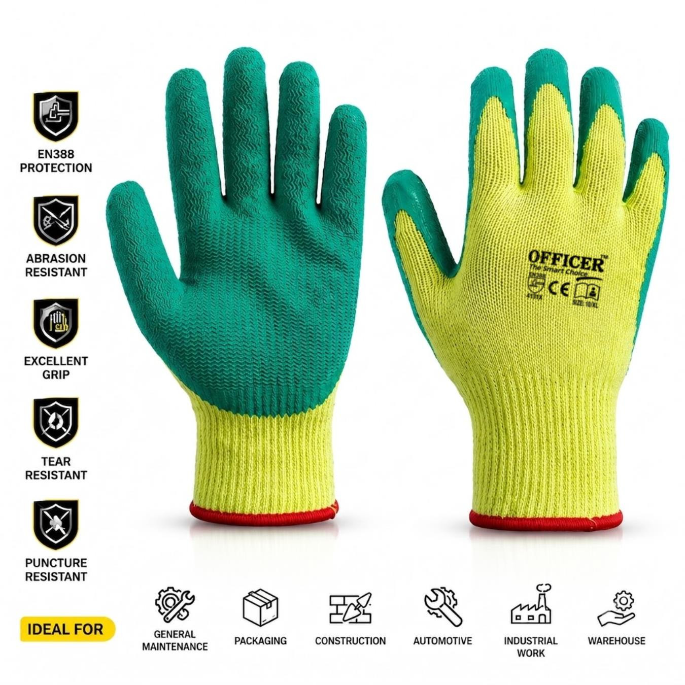 Green Crinkle N Yellow Gloves Officer