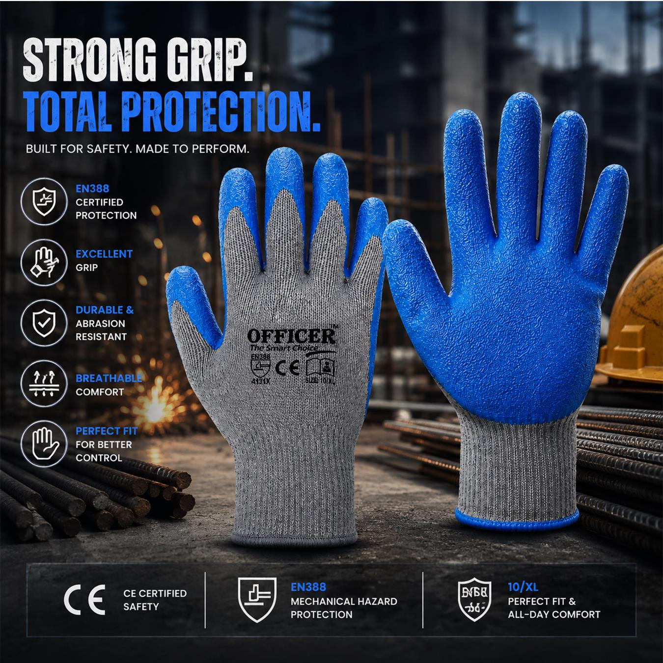 Grey N Blue Gloves
