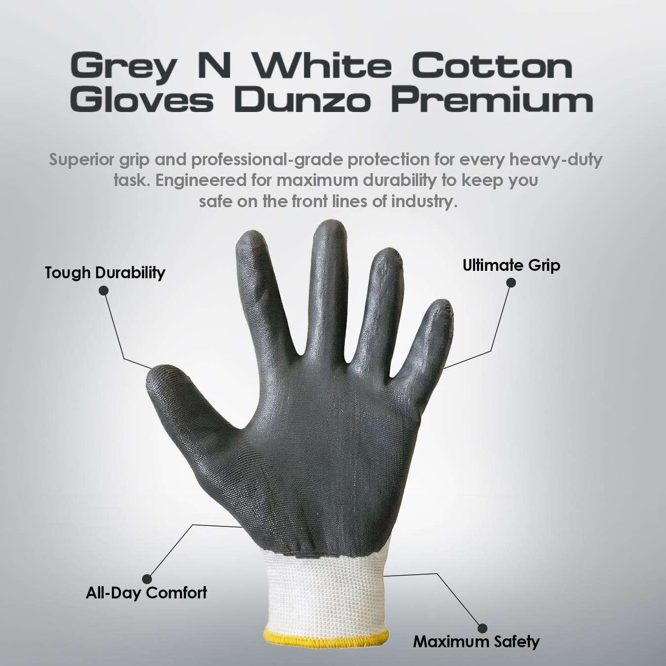 Grey N White Cotton Gloves Dunzo Premium