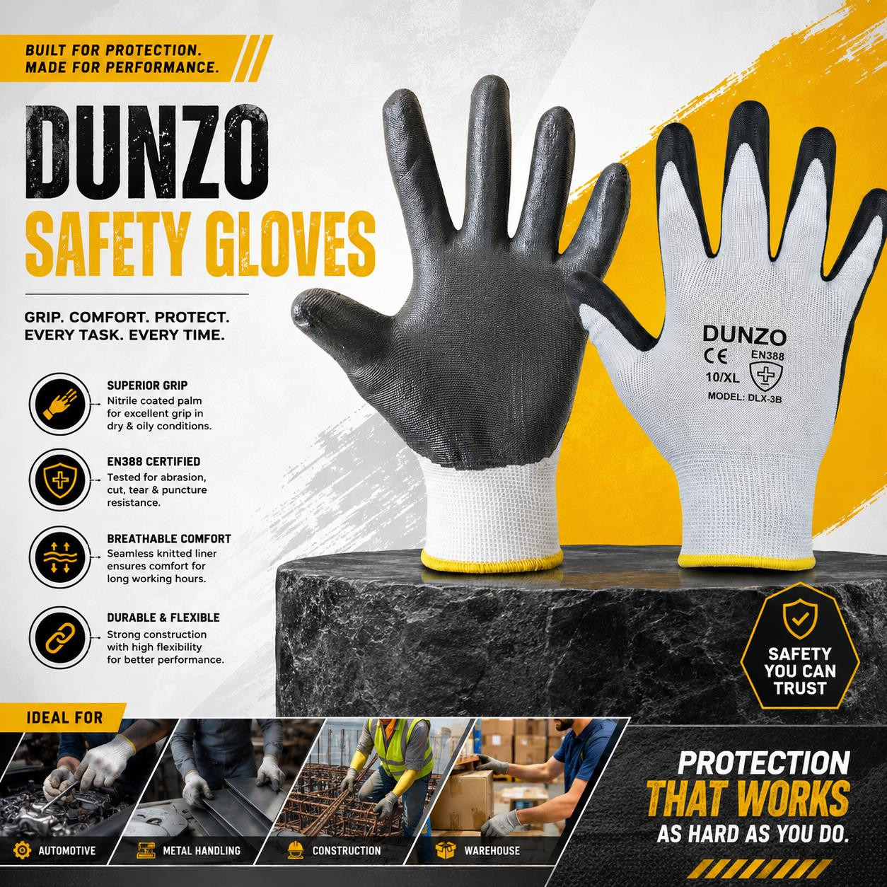 Grey N White Cotton Gloves Dunzo Premium