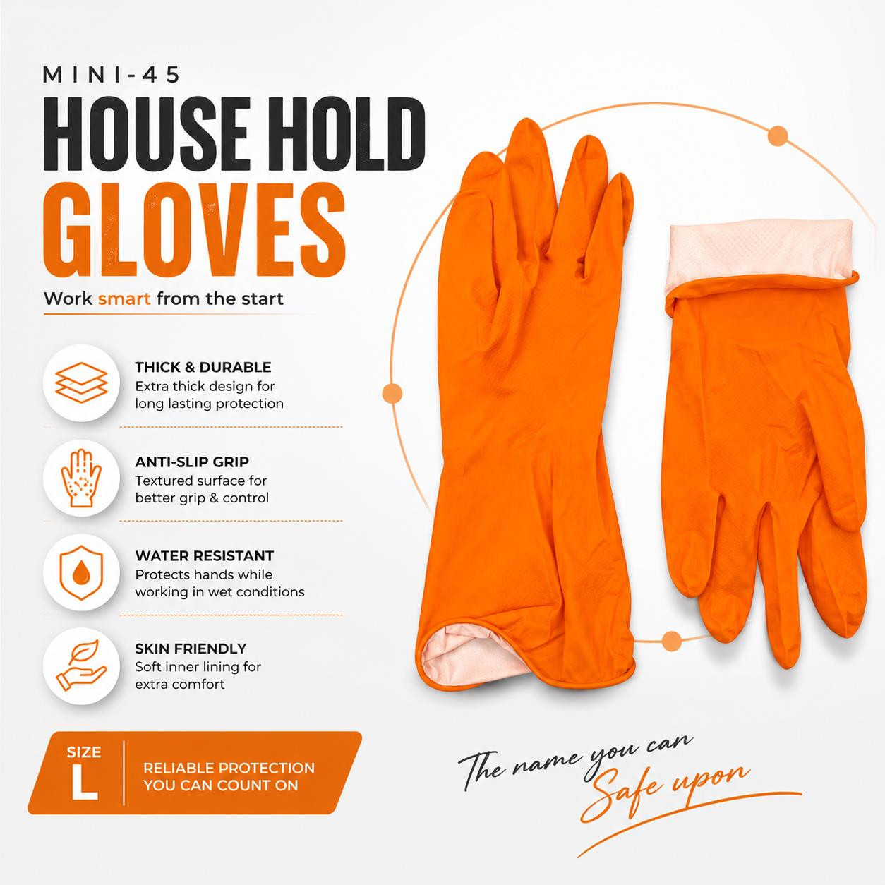 Latex Household Gloves Orange