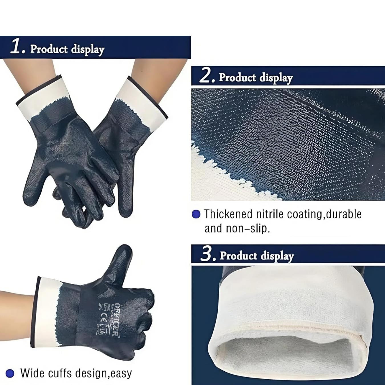 Open Blue Cuff Gloves