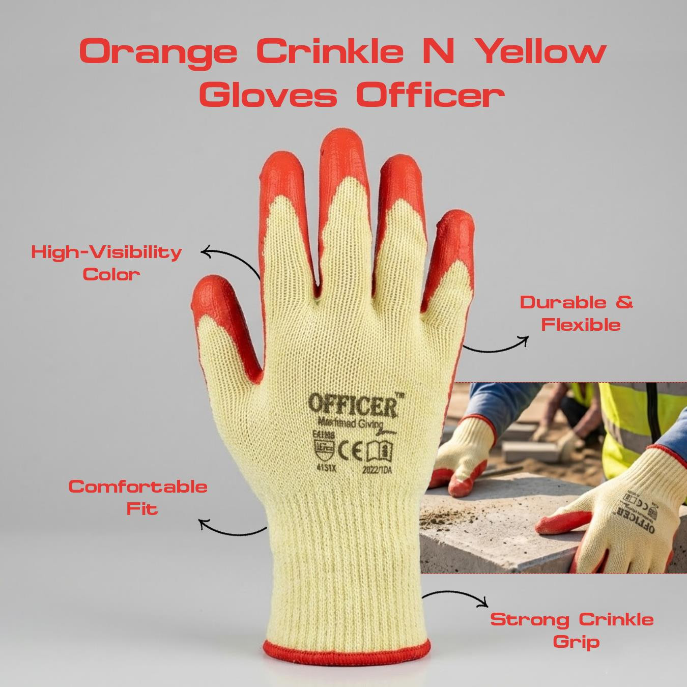 Orange Crinkle N Yellow Gloves Officer