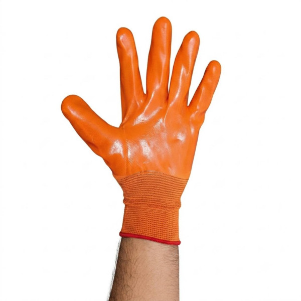 Image of Orange on Orange Nitrile Coated Gloves