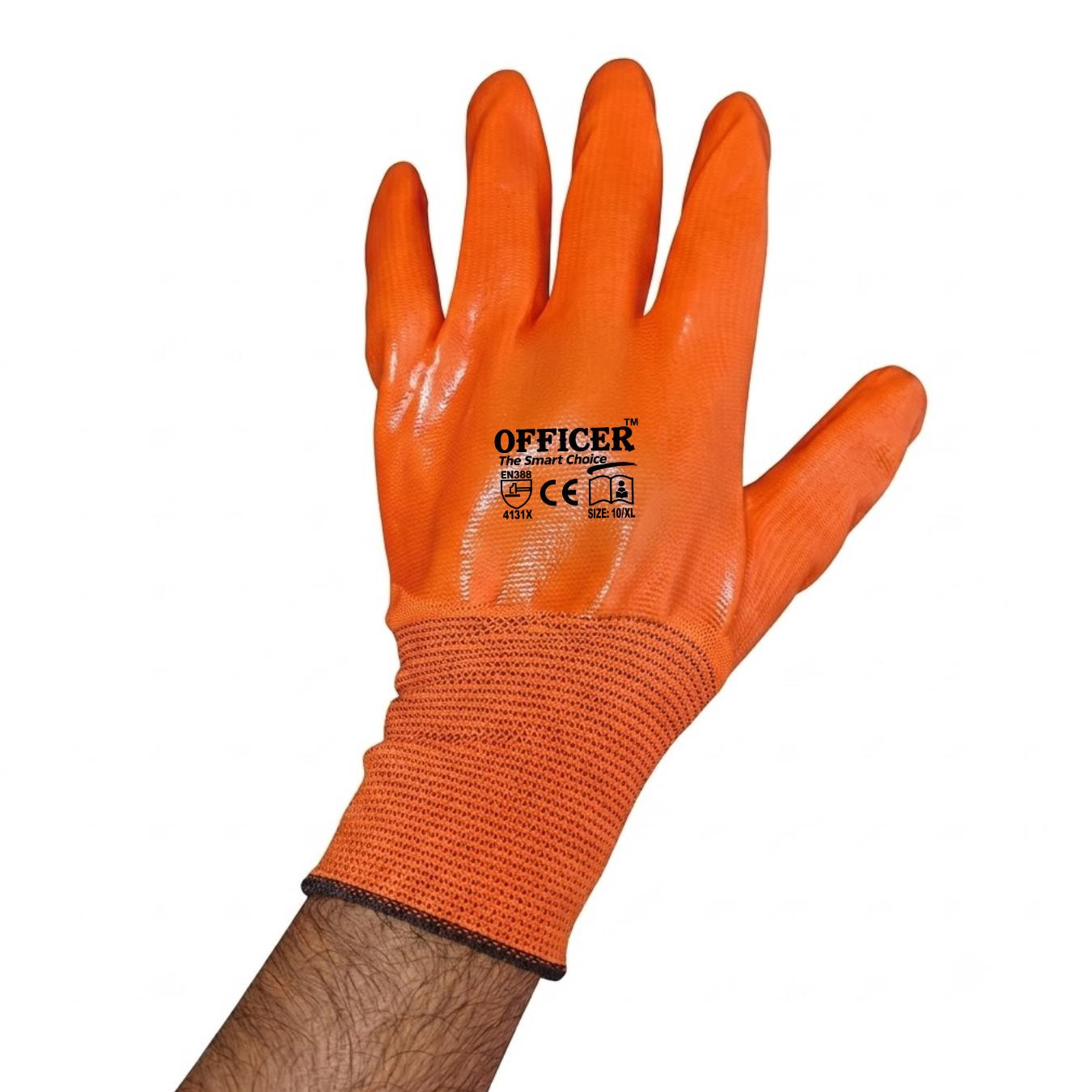Orange on Orange Nitrile Coated Gloves