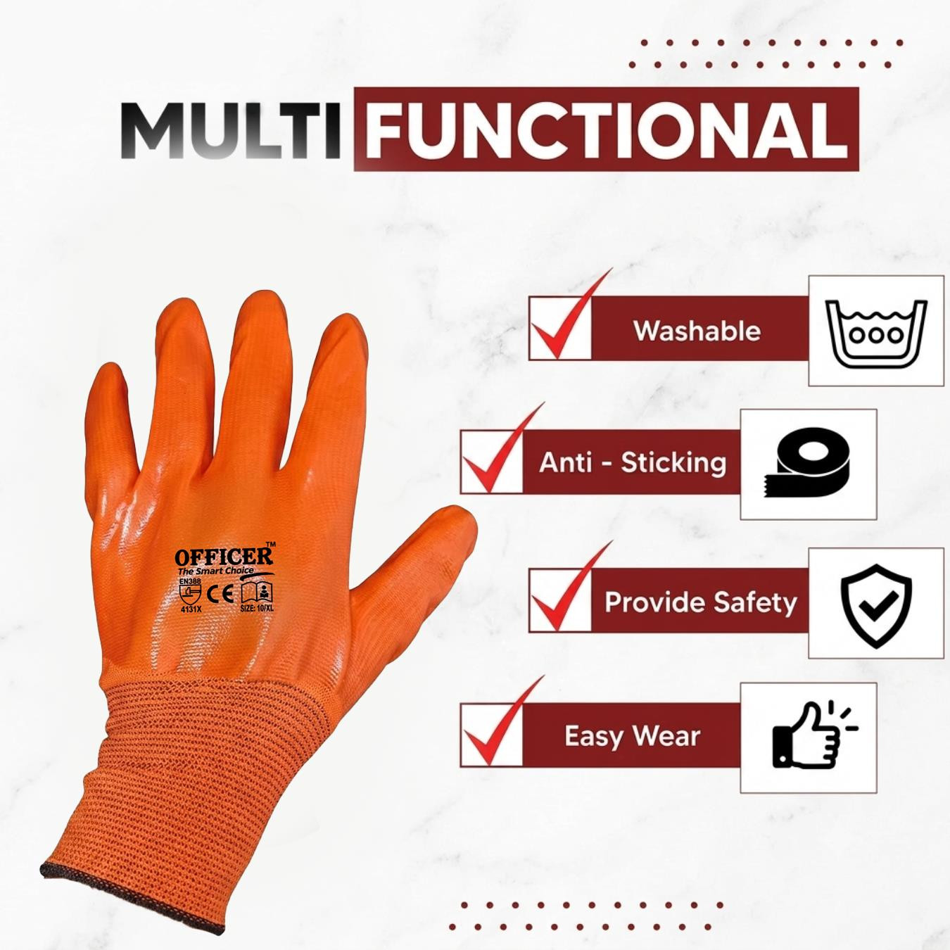 Orange on Orange Nitrile Coated Gloves