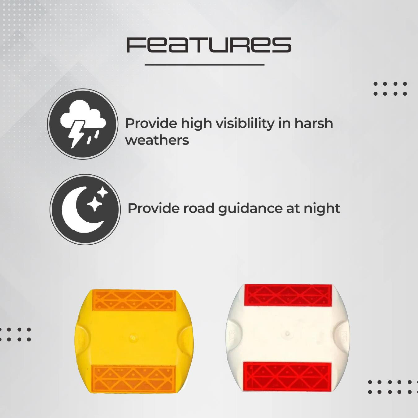 Plastic Road Stud Red N White