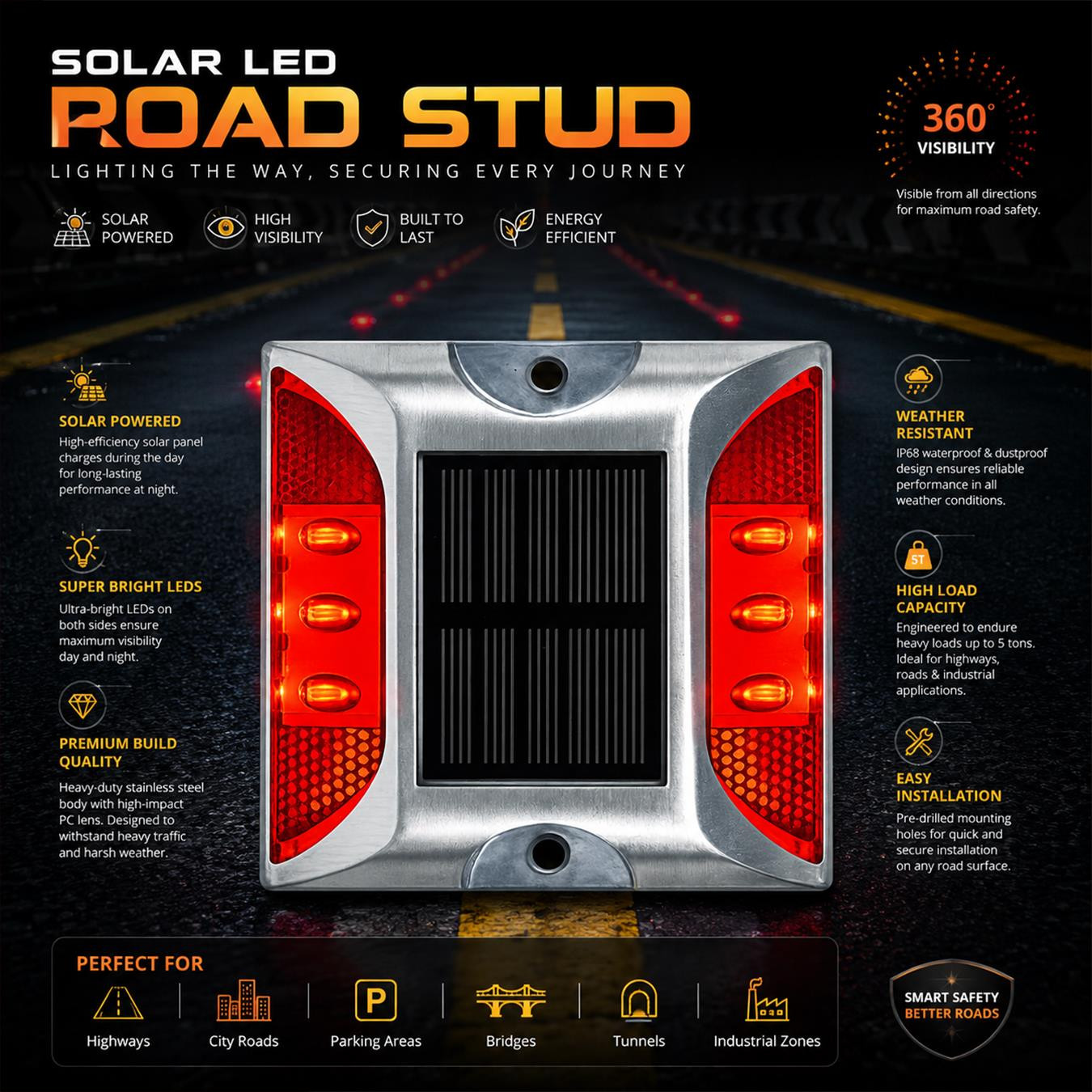 Solar Road Stud Without Legs