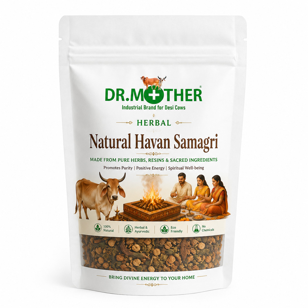 Dr.Mother Natural Havan Samagri | Premium Herbal Puja Havan Mix | 100% Natural & Chemical Free | 100g
