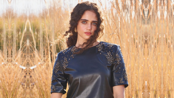 The Black Faux Leather Studded Crop