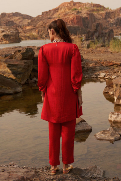 Crimson Luxe Satin Co-Ord Set