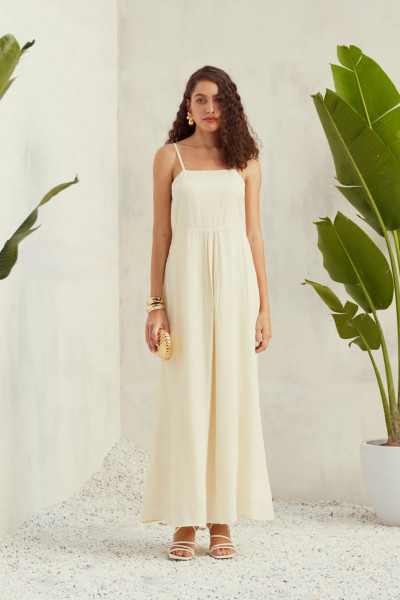Ivory Viscose Crepe Gown