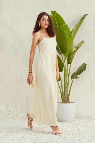 Ivory Viscose Crepe Gown