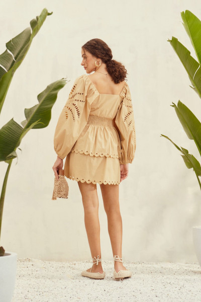 Chic Lace Cutwork Sleeve Dress