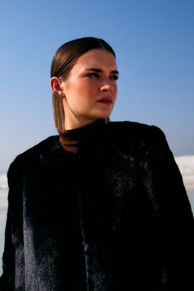 Black Fluffy Short Winter Jacket