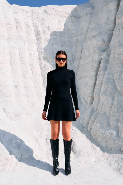 Mini Sweater Dress with Turtleneck