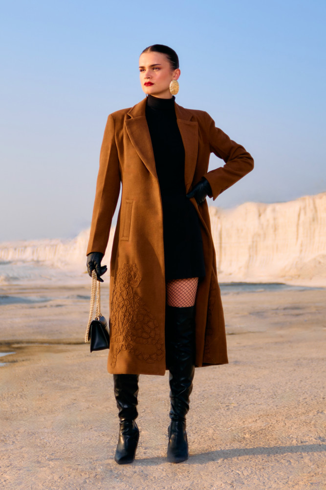 Image of Heritage Stitch Long Jacket in Cinnamon