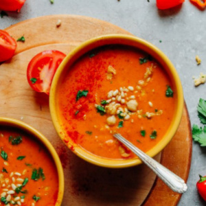 Image of Romesco Soup with Smashed Chickpeas
