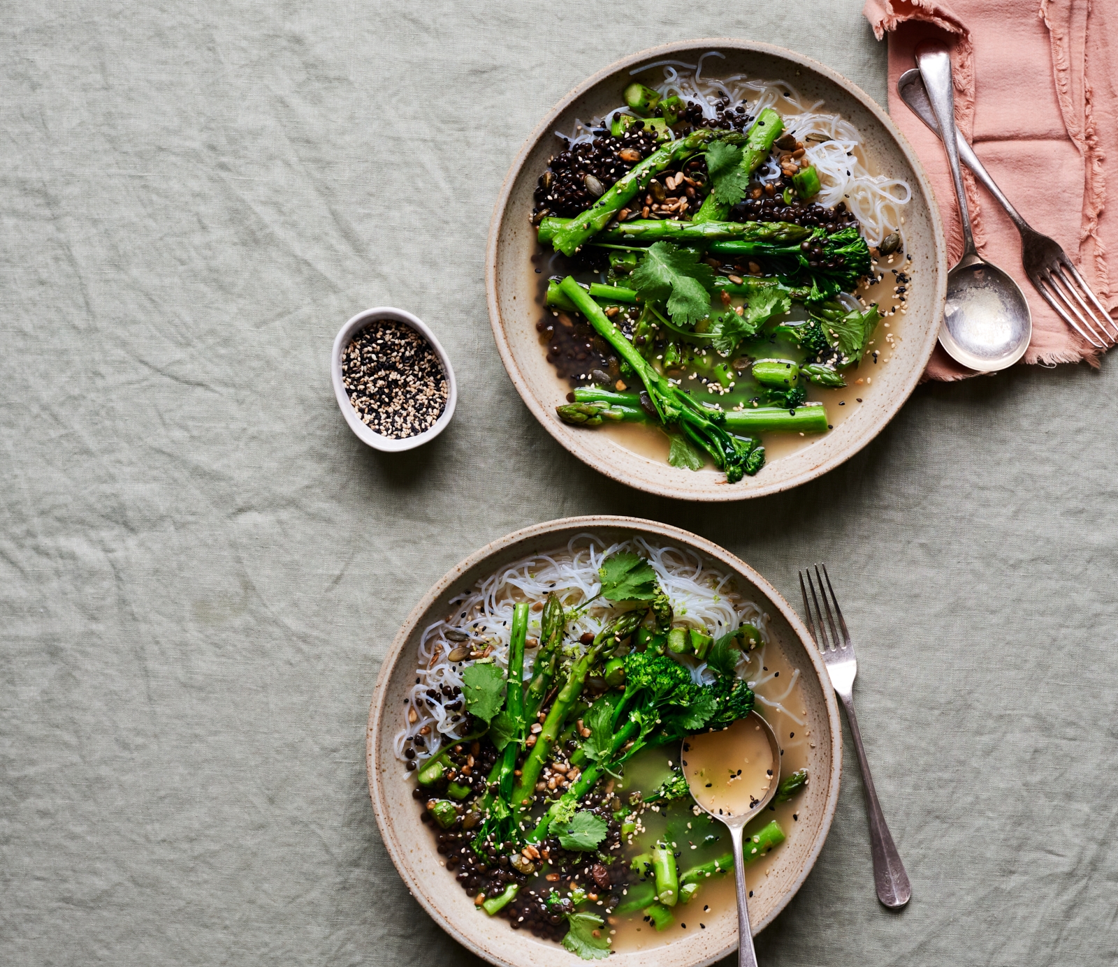 Asparagus Noodle Lentil Broth