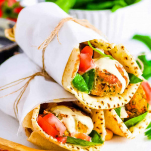 Image of Baked falafel in wholegrain wrap