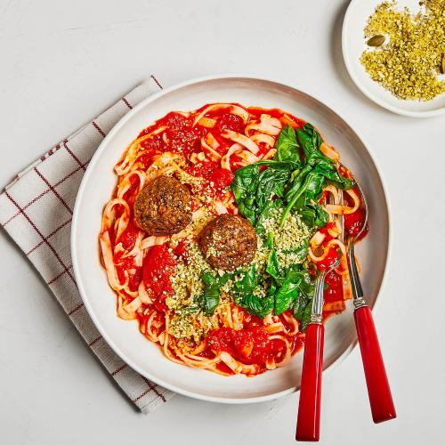 Vegan Soba Noodles Meatball Marinara