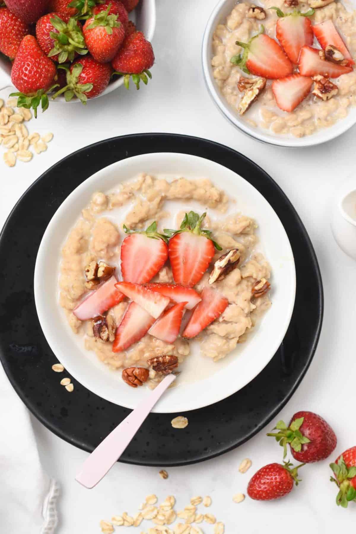 Vegan High Protein Oatmeal porridge with almond Mylk shake