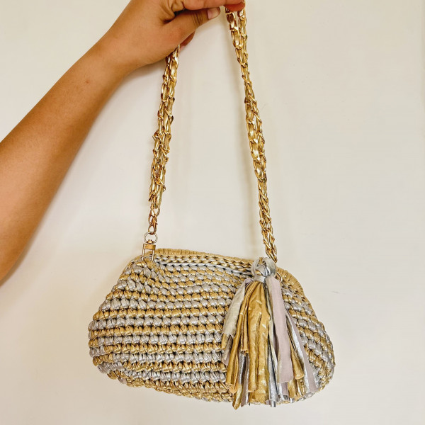 Silver Gold Crochet Bag