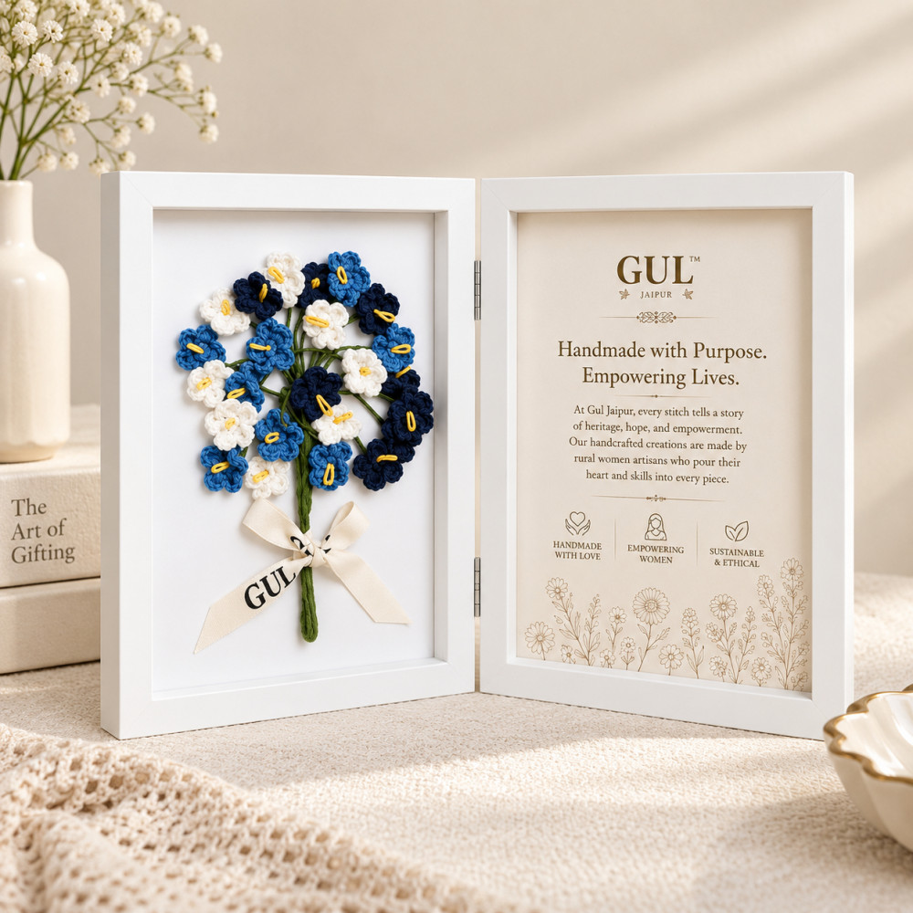 Image of Blue Blossom Crochet Frame