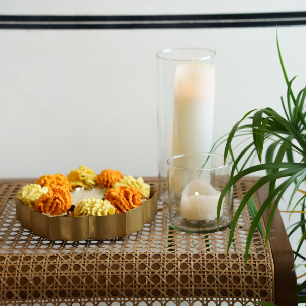 “Rangili” Traditional Lotus Brass Urli Set