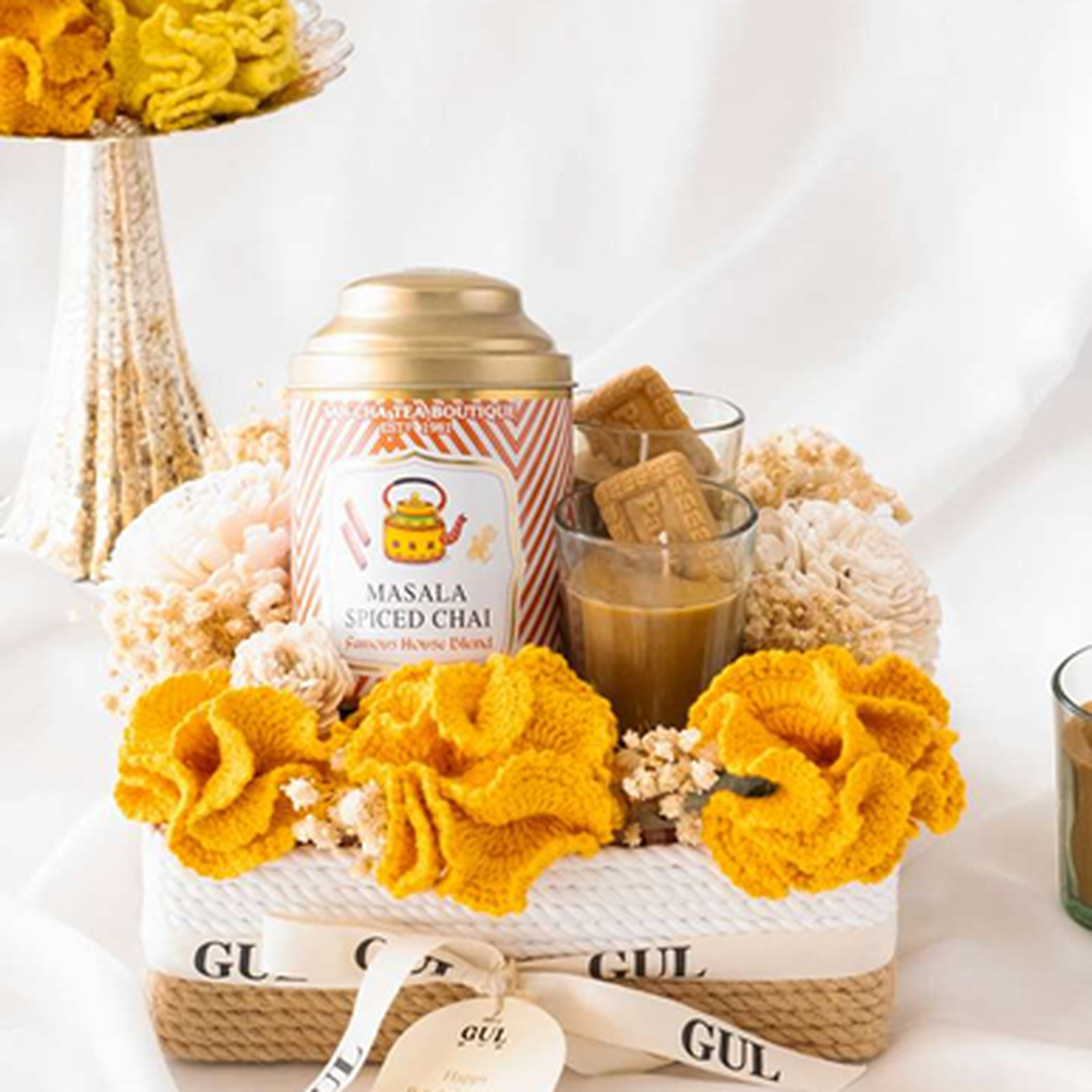 Handmade crochet flower corporate hamper