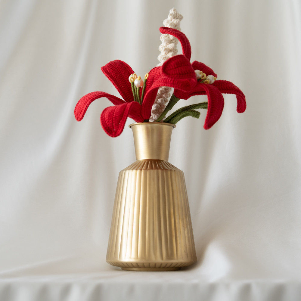 Image of Embellished Lily Vase Red