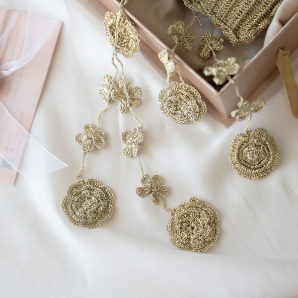 Metallic Bloom Potli - Golden