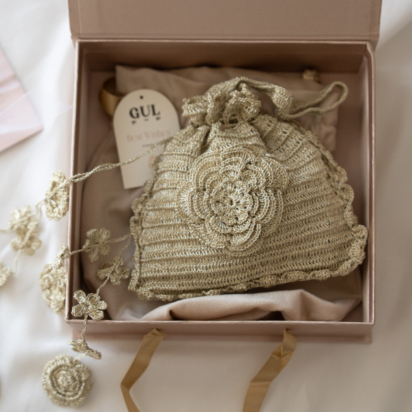 Image of Metallic Bloom Potli - Golden