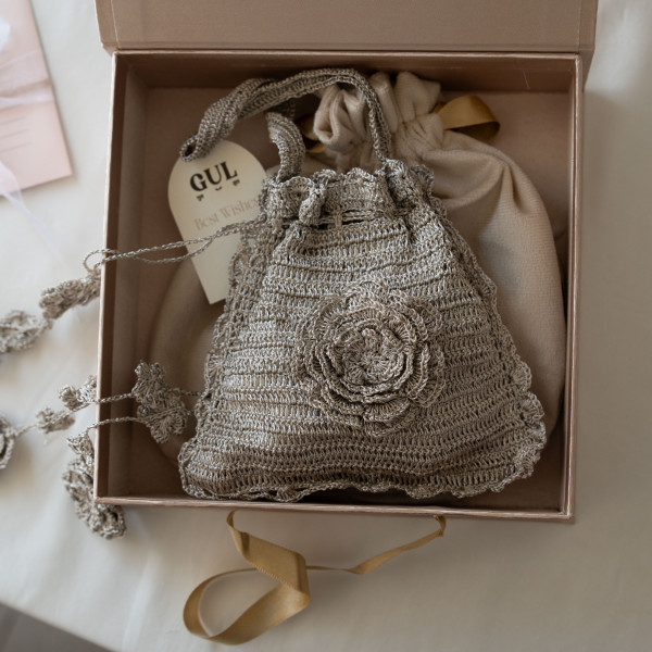 Metallic Bloom Potli - Silver