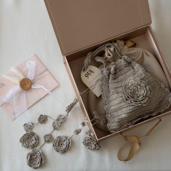 Metallic Bloom Potli - Silver