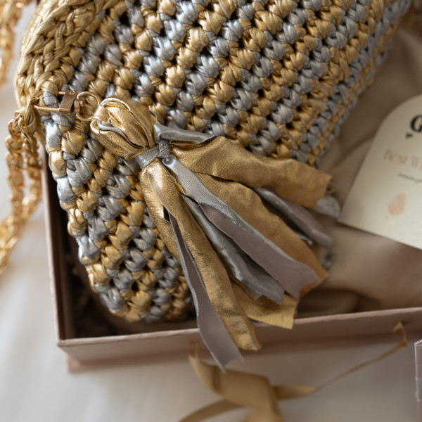 Silver Gold Crochet Bag