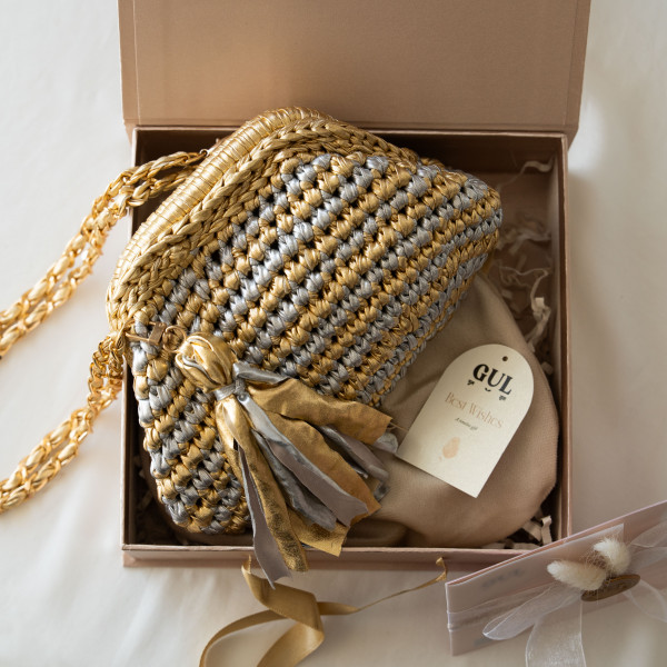 Silver Gold Crochet Bag