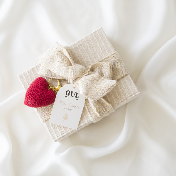 Red Rose Brooch & Eco Print Pocket Square Set