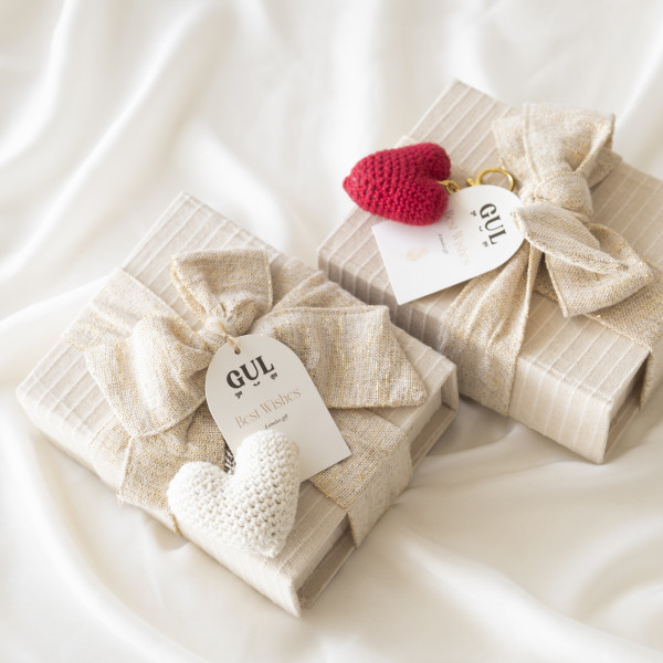 Red Rose Brooch & Eco Print Pocket Square Set