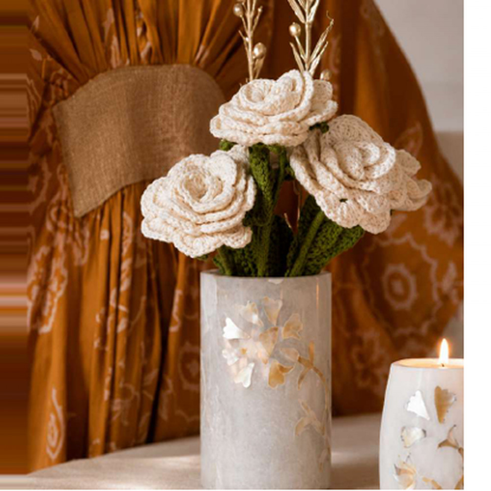 Image of Marble Vase With White Roses