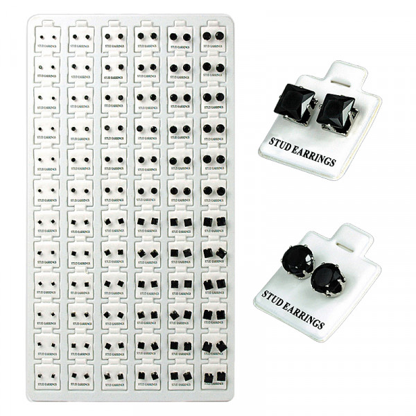 Image of CUBIC BLACK STUD EARRING REFILL TRAY 72CT
