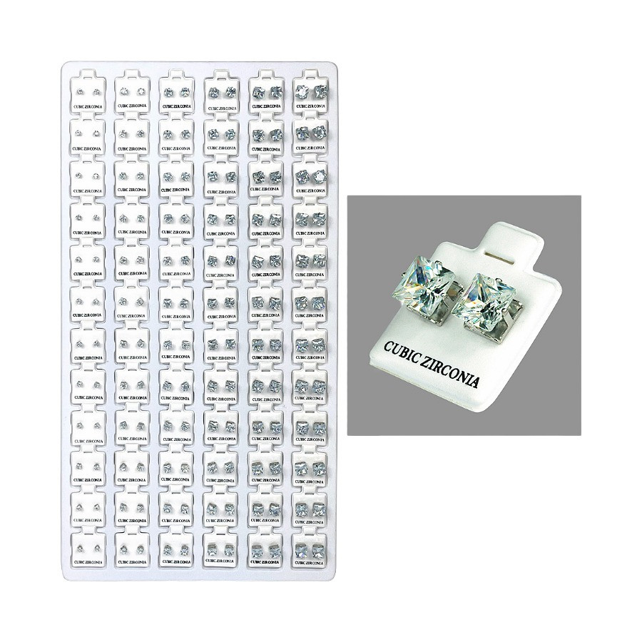CUBIC ZIRCONIA RHODIUM SQUARE EARRINGS 72CT  SILVER
