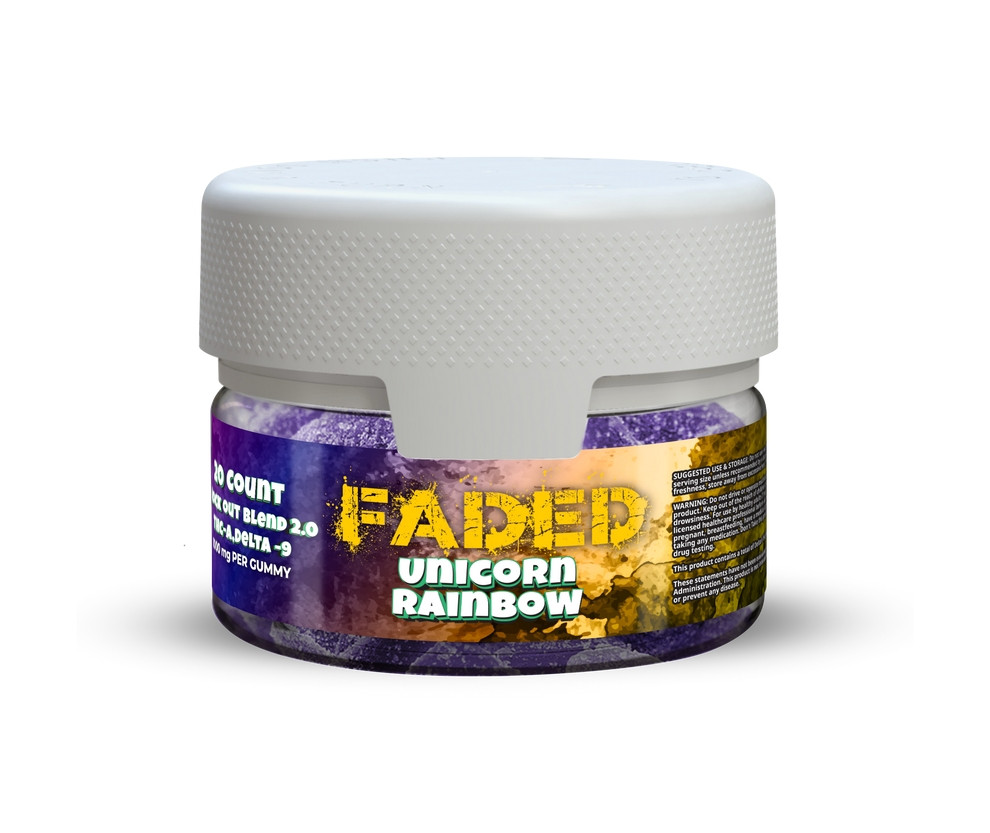 Faded Knock-Out Blend 20 THC-P  D9 Gummies 20Ct Jar  30000 MG Jar