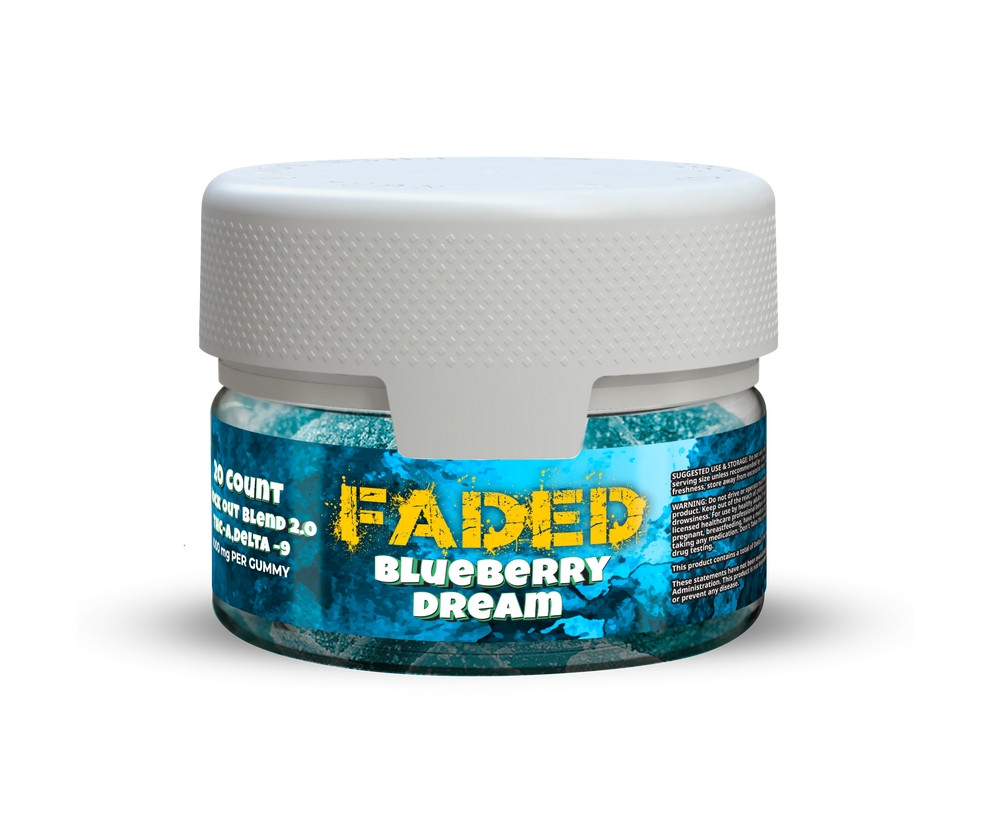 Faded Knock-Out Blend 20 THC-P  D9 Gummies 20Ct Jar  30000 MG Jar